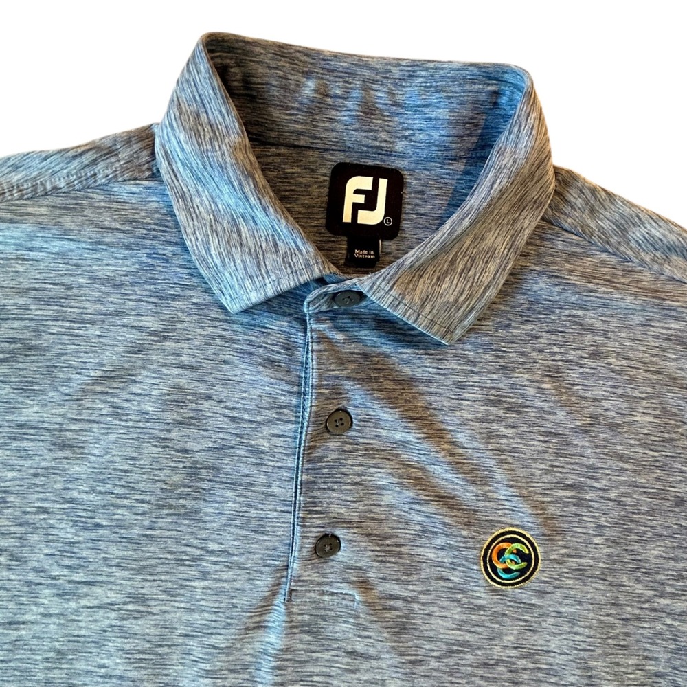 FootJoy Mens Large Blue Heather Space Dye Performance Golf Polo Coral Creek Club